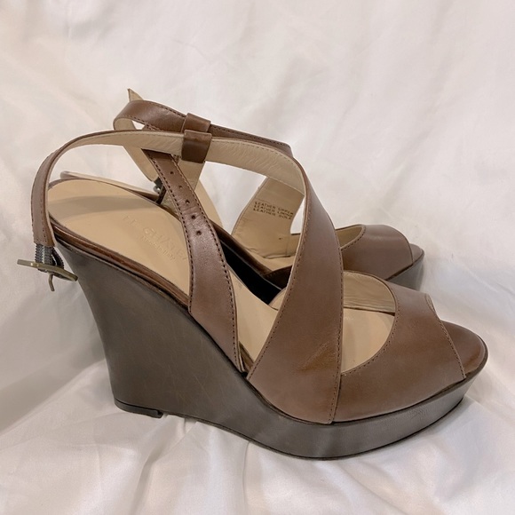Le Château brown leather strap platform heels s 6 - Picture 1 of 6